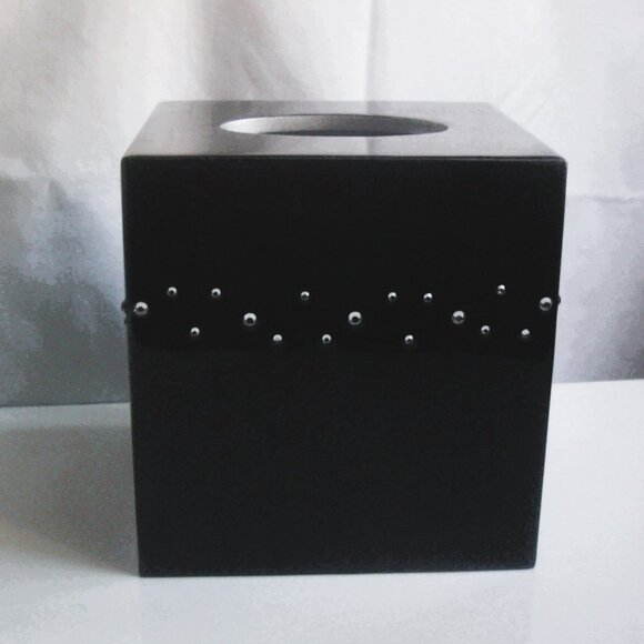 MIKE+ALLY NYC Crystal Ebony Black Boutique Tissue Box Cover *with flaws* - Picture 4 of 10